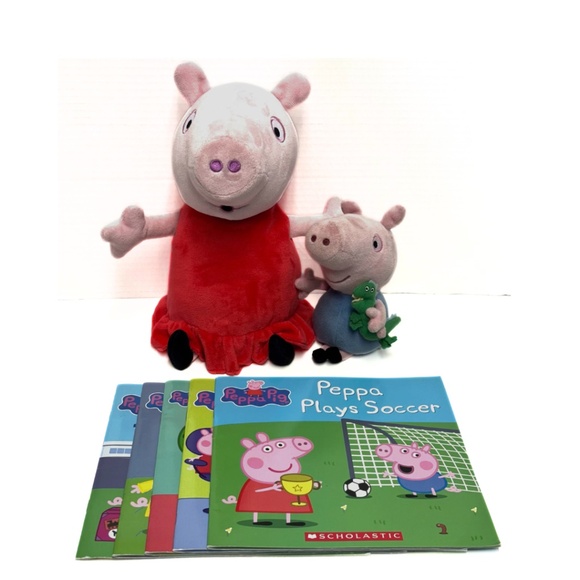 Peppa Pig & George Stuffed Plush Animal Toys / Lot of 6 Books - Pretend Play - Picture 1 of 9